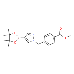 ChemSpider 2D Image | Methyl 4-{[4-(4,4,5,5-tetramethyl-1,3,2-dioxaborolan-2-yl)-1H-pyrazol-1-yl]methyl}benzoate | C18H23BN2O4