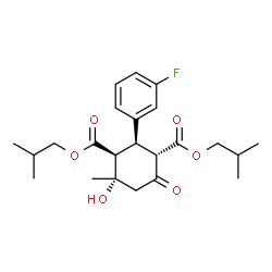 ChemSpider 2D Image | Diisobutyl (1S,2R,3S,4S)-2-(3-fluorophenyl)-4-hydroxy-4-methyl-6-oxo-1,3-cyclohexanedicarboxylate | C23H31FO6