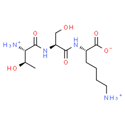 ChemSpider 2D Image | (2S)-6-Ammonio-2-({N-[(2S,3R)-2-ammonio-3-hydroxybutanoyl]-L-seryl}amino)hexanoate | C13H27N4O6