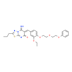 ChemSpider 2D Image | (6Z)-6-{3-Ethoxy-4-[2-(2-phenoxyethoxy)ethoxy]benzylidene}-5-imino-2-propyl-5,6-dihydro-7H-[1,3,4]thiadiazolo[3,2-a]pyrimidin-7-one | C27H30N4O5S