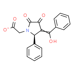 ChemSpider 2D Image | {(2R)-3-[Hydroxy(phenyl)methylene]-4,5-dioxo-2-phenyl-1-pyrrolidinyl}acetate | C19H14NO5