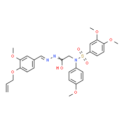 ChemSpider 2D Image | N-{(E)-[4-(Allyloxy)-3-methoxyphenyl]methylene}-2-{[(3,4-dimethoxyphenyl)sulfonyl](4-methoxyphenyl)amino}ethanehydrazonic acid | C28H31N3O8S