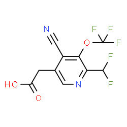 ChemSpider 2D Image | [4-Cyano-6-(difluoromethyl)-5-(trifluoromethoxy)-3-pyridinyl]acetic acid | C10H5F5N2O3