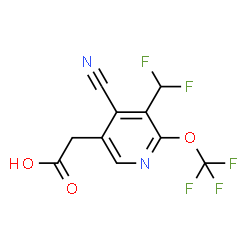 ChemSpider 2D Image | [4-Cyano-5-(difluoromethyl)-6-(trifluoromethoxy)-3-pyridinyl]acetic acid | C10H5F5N2O3