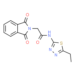 ChemSpider 2D Image | 2-(1,3-Dioxo-1,3-dihydro-2H-isoindol-2-yl)-N-(5-ethyl-1,3,4-thiadiazol-2-yl)acetamide | C14H12N4O3S