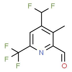 ChemSpider 2D Image | 4-(Difluoromethyl)-3-methyl-6-(trifluoromethyl)-2-pyridinecarbaldehyde | C9H6F5NO