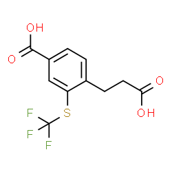 ChemSpider 2D Image | 4-(2-Carboxyethyl)-3-[(trifluoromethyl)sulfanyl]benzoic acid | C11H9F3O4S