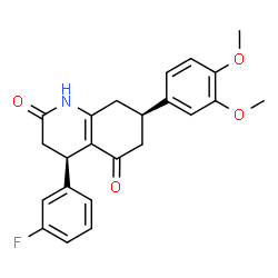 ChemSpider 2D Image | (4R,7R)-7-(3,4-Dimethoxyphenyl)-4-(3-fluorophenyl)-4,6,7,8-tetrahydro-2,5(1H,3H)-quinolinedione | C23H22FNO4