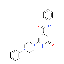 ChemSpider 2D Image | (4S)-N-(4-Chlorophenyl)-6-oxo-2-(4-phenyl-1-piperazinyl)-1,4,5,6-tetrahydro-4-pyrimidinecarboxamide | C21H22ClN5O2