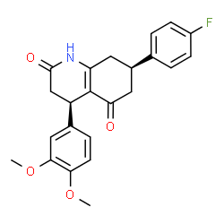 ChemSpider 2D Image | (4R,7R)-4-(3,4-Dimethoxyphenyl)-7-(4-fluorophenyl)-4,6,7,8-tetrahydro-2,5(1H,3H)-quinolinedione | C23H22FNO4