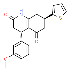 ChemSpider 2D Image | (4S,7R)-4-(3-Methoxyphenyl)-7-(2-thienyl)-4,6,7,8-tetrahydro-2,5(1H,3H)-quinolinedione | C20H19NO3S