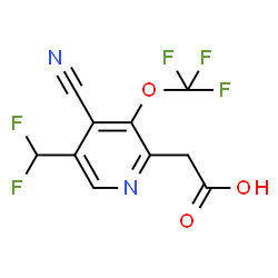ChemSpider 2D Image | [4-Cyano-5-(difluoromethyl)-3-(trifluoromethoxy)-2-pyridinyl]acetic acid | C10H5F5N2O3