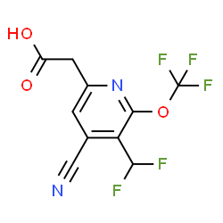 ChemSpider 2D Image | [4-Cyano-5-(difluoromethyl)-6-(trifluoromethoxy)-2-pyridinyl]acetic acid | C10H5F5N2O3