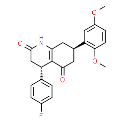 ChemSpider 2D Image | (4S,7R)-7-(2,5-Dimethoxyphenyl)-4-(4-fluorophenyl)-4,6,7,8-tetrahydro-2,5(1H,3H)-quinolinedione | C23H22FNO4