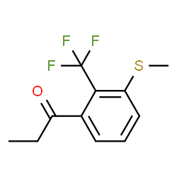 ChemSpider 2D Image | 1-[3-(Methylsulfanyl)-2-(trifluoromethyl)phenyl]-1-propanone | C11H11F3OS