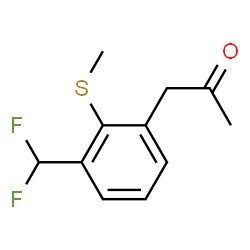 ChemSpider 2D Image | 1-[3-(Difluoromethyl)-2-(methylsulfanyl)phenyl]acetone | C11H12F2OS