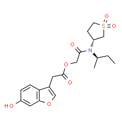 ChemSpider 2D Image | 2-{(2R)-2-Butanyl[(3R)-1,1-dioxidotetrahydro-3-thiophenyl]amino}-2-oxoethyl (6-hydroxy-1-benzofuran-3-yl)acetate | C20H25NO7S