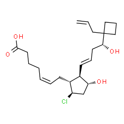 ChemSpider 2D Image | (5Z)-7-{(1R,2R,3R,5R)-2-[(1E,4R)-4-(1-Allylcyclobutyl)-4-hydroxy-1-buten-1-yl]-5-chloro-3-hydroxycyclopentyl}-5-heptenoic acid | C23H35ClO4