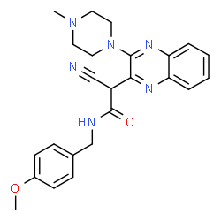 ChemSpider 2D Image | 2-Cyano-N-(4-methoxybenzyl)-2-[3-(4-methyl-1-piperazinyl)-2-quinoxalinyl]acetamide | C24H26N6O2