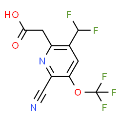 ChemSpider 2D Image | [6-Cyano-3-(difluoromethyl)-5-(trifluoromethoxy)-2-pyridinyl]acetic acid | C10H5F5N2O3