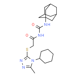 ChemSpider 2D Image | N-(Adamantan-1-ylcarbamoyl)-2-[(4-cyclohexyl-5-methyl-4H-1,2,4-triazol-3-yl)sulfanyl]acetamide | C22H33N5O2S