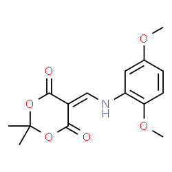 ChemSpider 2D Image | 5-[[(2,5-Dimethoxyphenyl)amino]methylene]-2,2-dimethyl-1,3-dioxane-4,6-dione | C15H17NO6