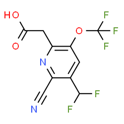 ChemSpider 2D Image | [6-Cyano-5-(difluoromethyl)-3-(trifluoromethoxy)-2-pyridinyl]acetic acid | C10H5F5N2O3