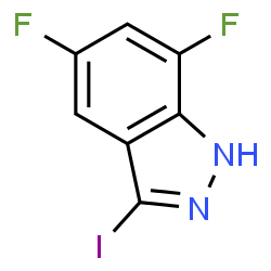 ChemSpider 2D Image | 5,7-Difluoro-3-iodo-1H-indazole | C7H3F2IN2