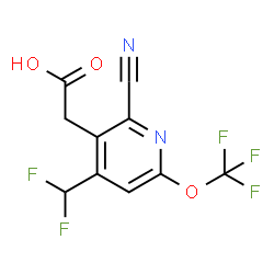 ChemSpider 2D Image | [2-Cyano-4-(difluoromethyl)-6-(trifluoromethoxy)-3-pyridinyl]acetic acid | C10H5F5N2O3