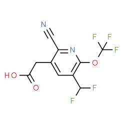 ChemSpider 2D Image | [2-Cyano-5-(difluoromethyl)-6-(trifluoromethoxy)-3-pyridinyl]acetic acid | C10H5F5N2O3