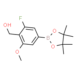 ChemSpider 2D Image | [2-Fluoro-6-methoxy-4-(4,4,5,5-tetramethyl-1,3,2-dioxaborolan-2-yl)phenyl]methanol | C14H20BFO4