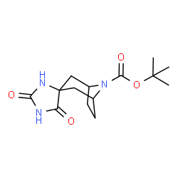 ChemSpider 2D Image | tert-Butyl 2',5'-dioxo-8-azaspiro[bicyclo[3.2.1]octane-3,4'-imidazolidine]-8-carboxylate | C14H21N3O4