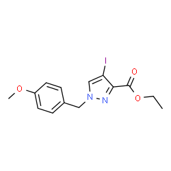 ChemSpider 2D Image | Ethyl 4-iodo-1-(4-methoxybenzyl)-1H-pyrazole-3-carboxylate | C14H15IN2O3