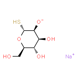 ChemSpider 2D Image | Sodium (2R,3S,4S,5S,6R)-4,5-dihydroxy-6-(hydroxymethyl)-2-sulfanyltetrahydro-2H-pyran-3-olate (non-preferred name) | C6H11NaO5S