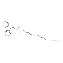 ChemSpider 2D Image | 9H-Fluoren-9-ylmethyl (12-aminododecyl)carbamate hydrochloride (1:1) | C27H39ClN2O2