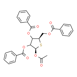 ChemSpider 2D Image | 1-O-Acetyl-2,3,5-tri-O-benzoyl-4-thio-beta-D-glycero-pentofuranose | C28H24O8S