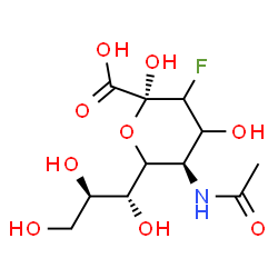 ChemSpider 2D Image | 5-Acetamido-3,5-dideoxy-3-fluoro-6-[(1R,2R)-1,2,3-trihydroxypropyl]-beta-L-glycero-hex-2-ulopyranosonic acid | C11H18FNO9