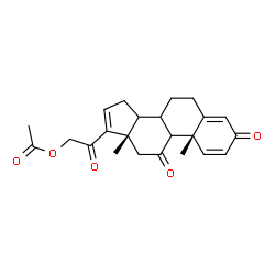 ChemSpider 2D Image | (8xi,9xi,14xi)-3,11,20-Trioxopregna-1,4,16-trien-21-yl acetate | C23H26O5