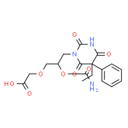 ChemSpider 2D Image | [2-(Carbamoyloxy)-3-(5-ethyl-2,4,6-trioxo-5-phenyltetrahydro-1(2H)-pyrimidinyl)propoxy]acetic acid | C18H21N3O8