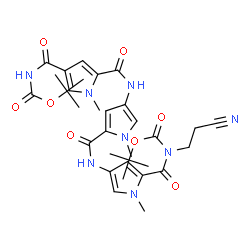 ChemSpider 2D Image | 2-Methyl-2-propanyl (2-cyanoethyl){[1-methyl-4-({[1-methyl-4-({[1-methyl-4-({[(2-methyl-2-propanyl)oxy]carbonyl}carbamoyl)-1H-pyrrol-2-yl]carbonyl}amino)-1H-pyrrol-2-yl]carbonyl}amino)-1H-pyrrol-2-yl]
carbonyl}carbamate | C32H40N8O8