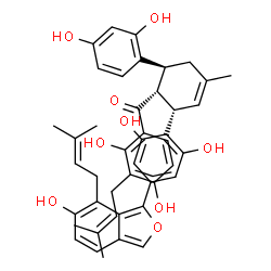 ChemSpider 2D Image | [(1R,2S,6S)-2-{2,6-Dihydroxy-4-[6-hydroxy-7-(3-methyl-2-buten-1-yl)-2-benzofuran-1-yl]phenyl}-6-(2,4-dihydroxyphenyl)-4-methyl-3-cyclohexen-1-yl][2,4-dihydroxy-3-(3-methyl-2-buten-1-yl)phenyl]methanon
e | C44H44O9