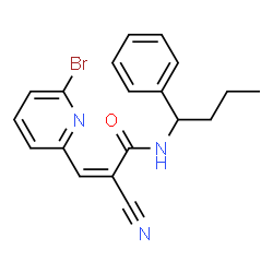 ChemSpider 2D Image | (2Z)-3-(6-Bromo-2-pyridinyl)-2-cyano-N-(1-phenylbutyl)acrylamide | C19H18BrN3O