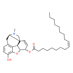 ChemSpider 2D Image | (5alpha,6alpha)-3-Hydroxy-17-methyl-7,8-didehydro-4,5-epoxymorphinan-6-yl (9Z)-9-octadecenoate | C35H51NO4