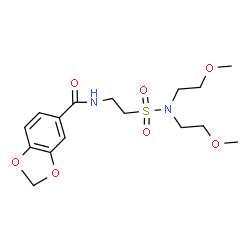 ChemSpider 2D Image | N-{2-[Bis(2-methoxyethyl)sulfamoyl]ethyl}-1,3-benzodioxole-5-carboxamide | C16H24N2O7S