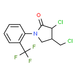 ChemSpider 2D Image | 3-Chloro-4-(chloromethyl)-1-[2-(trifluoromethyl)phenyl]-2-pyrrolidinone | C12H10Cl2F3NO