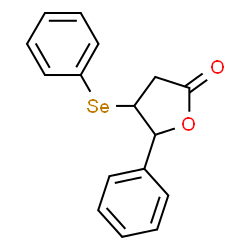ChemSpider 2D Image | 5-Phenyl-4-(phenylselanyl)dihydro-2(3H)-furanone | C16H14O2Se