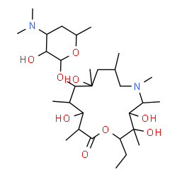 ChemSpider 2D Image | 2-Ethyl-3,4,10,13-tetrahydroxy-3,5,6,8,10,12,14-heptamethyl-15-oxo-1-oxa-6-azacyclopentadecan-11-yl 3,4,6-trideoxy-3-(dimethylamino)hexopyranoside | C30H58N2O9