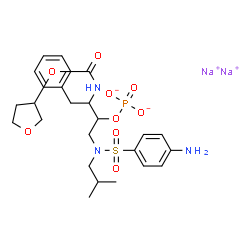ChemSpider 2D Image | Disodium 1-{[(4-aminophenyl)sulfonyl](isobutyl)amino}-4-phenyl-3-{[(tetrahydro-3-furanyloxy)carbonyl]amino}-2-butanyl phosphate | C25H34N3Na2O9PS