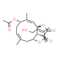ChemSpider 2D Image | (3aR,4R,6Z,9S,10Z,11aR)-9-Acetoxy-6,10-dimethyl-3-methylene-2-oxo-2,3,3a,4,5,8,9,11a-octahydrocyclodeca[b]furan-4-yl (2Z)-4-hydroxy-2-methyl-2-butenoate | C22H28O7