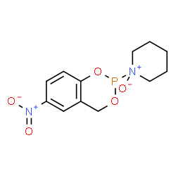 ChemSpider 2D Image | 1-(6-Nitro-4H-1,3,2-benzodioxaphosphinin-2-yl)piperidine 1-oxide | C12H15N2O5P